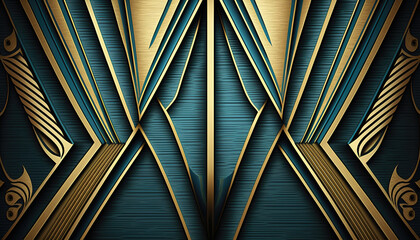 Naklejka premium abstract luxury background, blue and gloden design wallpaper, generative ai