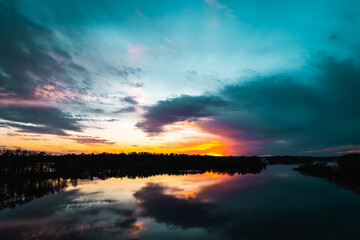 sunset over the river