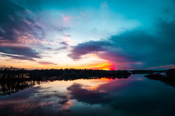 sunset over the lake