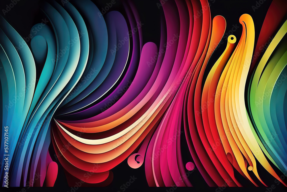 Wall mural abstract colorful wallpaper background with waves, generative ai