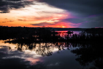 sunset over the lake