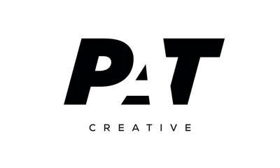 PAT letters negative space logo design. creative typography monogram vector