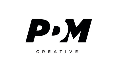 PDM letters negative space logo design. creative typography monogram vector