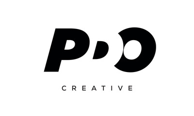 PDO letters negative space logo design. creative typography monogram vector