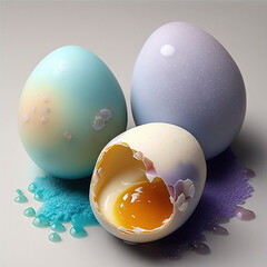 Colored Easter Eggs Yolk. Generative AI