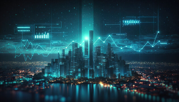 Stock Markets City. Generative AI
