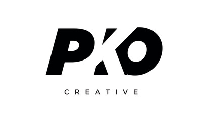 PKO letters negative space logo design. creative typography monogram vector