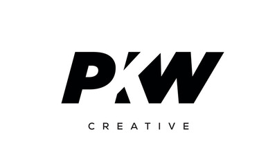 PKW letters negative space logo design. creative typography monogram vector