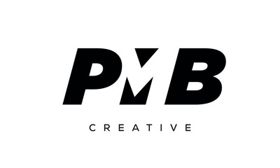 PMB letters negative space logo design. creative typography monogram vector