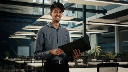 Executive office worker indian arabian man male young businessman entrepreneur accountant expert...
