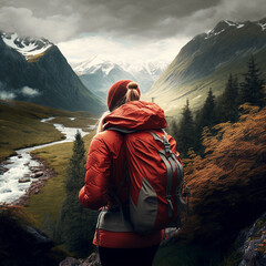 hiker in the mountains, Generative Ai