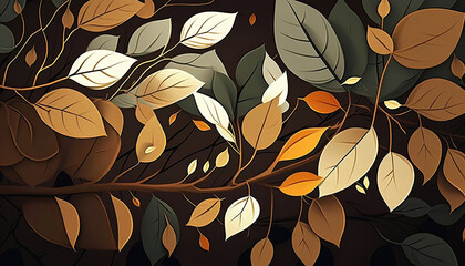 golden autumn leaves background, beautiful luxury floral wallpaper design, generative ai