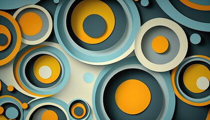 abstract background with circles, happy summer style wallpaper, warm colors, generative ai