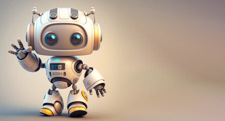 3d rendering of cute robot. Generative AI.
