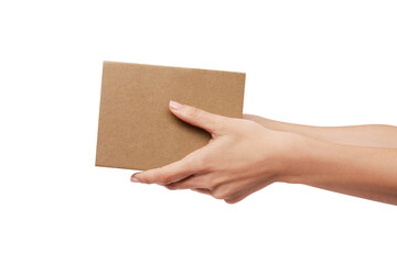 Mockup, Hands delivering a carton box, delivery service