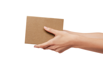 Mockup, Hands delivering a carton box, delivery service