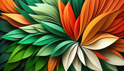 abstract colorful floral background with leaves, generative ai
