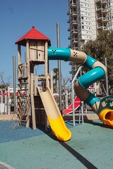 Bright playground with slides in Israel