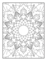 Vector abstract mandala pattern.  Coloring book Lace pattern The tattoo. mandala coloring pages. Adults Mandala Coloring Page for KDP Mandala. Coloring Page. Coloring page mandala background.