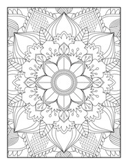 Vector abstract mandala pattern.  Coloring book Lace pattern The tattoo. mandala coloring pages. Adults Mandala Coloring Page for KDP Mandala. Coloring Page. Coloring page mandala background.