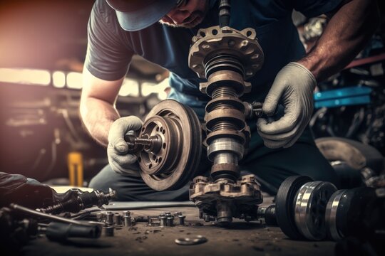 Mechanic working in the workshop. ia generate