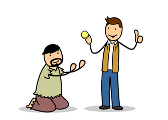 Businessman donates some money to beggar
