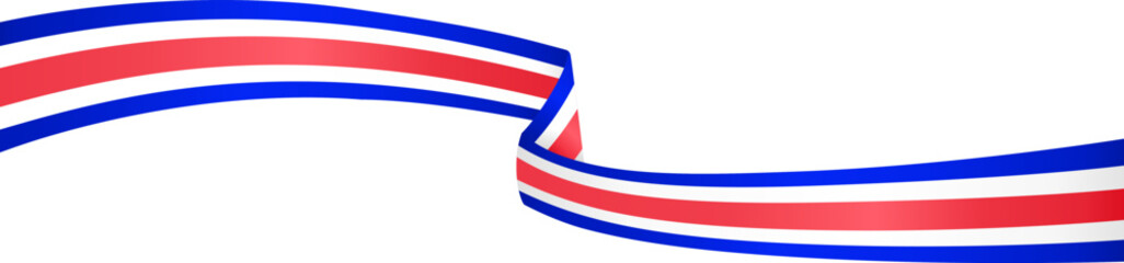 Costa Rica flag wave isolated on png or transparent background