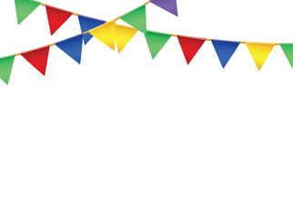 Fototapeta na wymiar Party flag. Banner with garland of colour flags. Vector