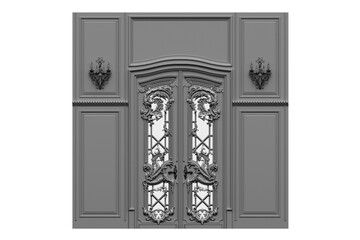 interior doors isolate on a transparent background, interior furniture, 3D illustration, cg render
