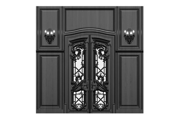 interior doors isolate on a transparent background, interior furniture, 3D illustration, cg render
