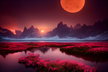 sunset over the lake