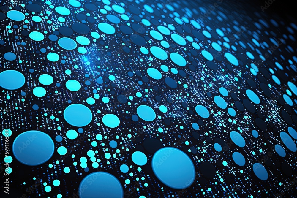 Wall mural concept of massive amounts of data. blue dots on a blue background, a motif commonly used for futuri