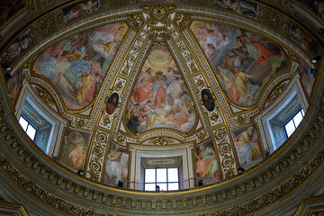 Fototapeta premium The ceiling of the baroque church of San Marcello al Corso in Rome, Italy 