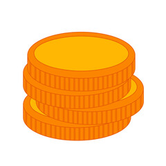 Simple flat yellow golden coin piles