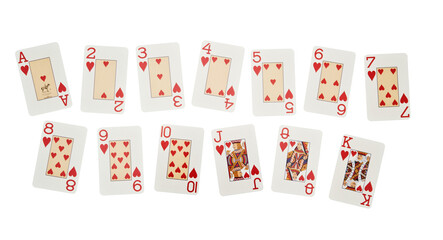 set of playing card of Hearts suit 