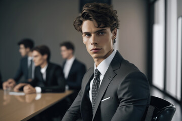 Young businessman attending a meeting, Generative AI