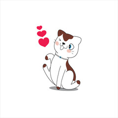 Vector cute cat cartoon vector illustration animal nature icon concept