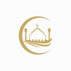 Islamic mosque logo design icon vector Illustration 