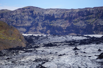 Solheimajokull glacier in Iceland in summer