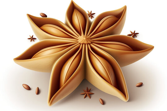 Single Chinese star anise seed isolated over the white background. Generative AI