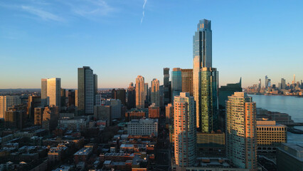 Jersey City with Goldman Sachs building - aerial view - drone photography