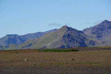 Volcanic mountains in Iceland in summer