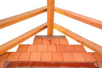 roof truss with beams on a new constructed home