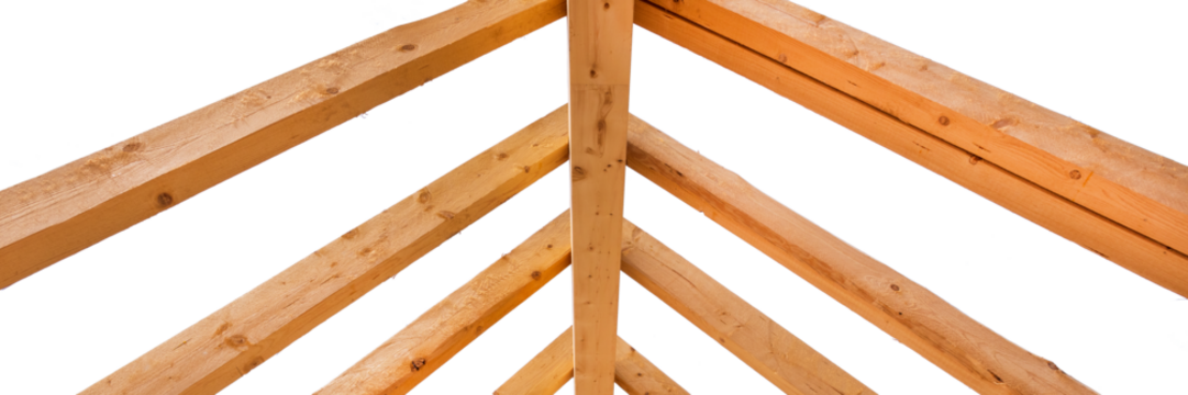 roof truss with beams on a new constructed home