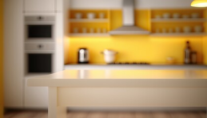 Fototapeta na wymiar Modern kitchen interior with blurred background generative ai