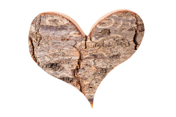 isolated carved wooden heart
