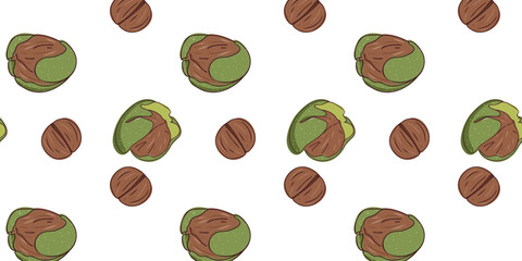 Seamless pattern with walnuts. Vector illustration