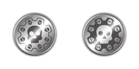 Gear icon with skull sign. Vector illustration.