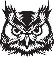 Owl head Vector illustration, on a white background,SVG