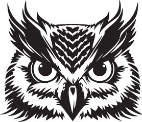 Obraz premium Owl head Vector illustration, on a white background,SVG